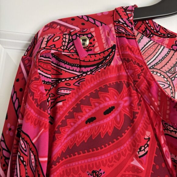 INC International Concepts Tops Paisley Long Sleeve Slit Neck Buttons Pullover - Picture 6 of 7